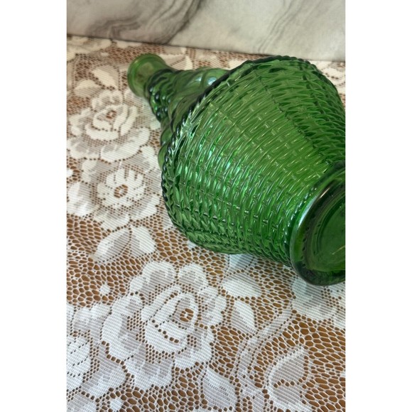 Vintage Green Italian Glass Decanter / Genie Bottle / Fruit Basket MCM - Picture 2 of 5